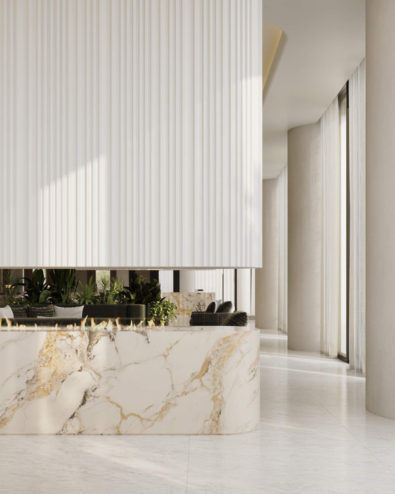 LA Onni reception and marble counter